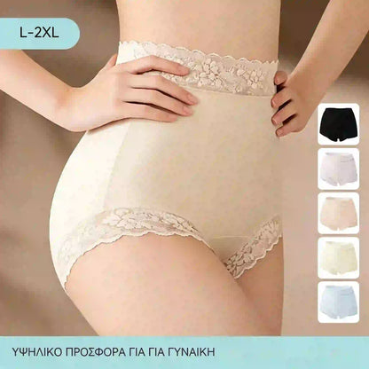 【6 Τεμάχια】🌸(L-2XL) Γυναικεία Ψηλόμεσα Εσώρουχα Ice Silk χωρίς Ραφή - Εξαιρετικά Λεπτά & Δροσερά, Αόρατη Γραμμή Εσώρουχου❄️