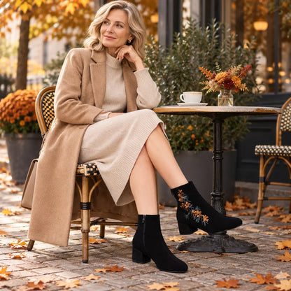 👢【35-40】Nowe zamszowe botki na sezon jesień-zima – stylowe damskie botki na słupku.