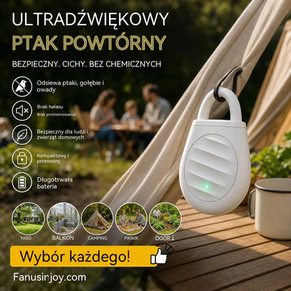 🐦 Koniec z problemami z ptakami, zwierzętami i szarańczą! Przenośny ultradźwiękowy odstraszacz ptaków w formie breloczka