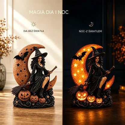 🎃🔮 Lampa Wiedźmy i Pełni Księżyca – Dekoracyjna Gotycka Figurka, Idealny Prezent 🌙 🎃