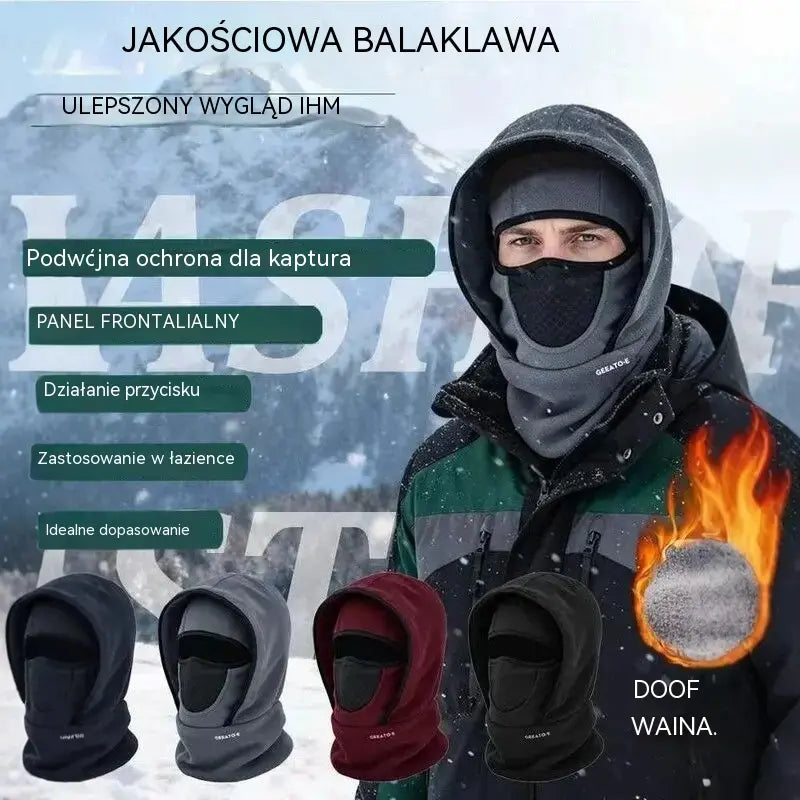 🎉🧣❄️ Ciepła, wiatroszczelna, dwuwarstwowa czapka z polaru, która chroni twarz – idealna na zimę.