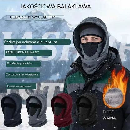 🎉🧣❄️ Ciepła, wiatroszczelna, dwuwarstwowa czapka z polaru, która chroni twarz – idealna na zimę.