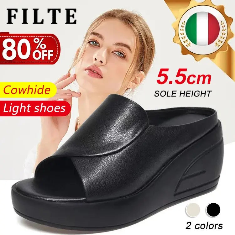 💥【30% ZNIŻKI】🔥[Obcas 5,5 cm] 【35-42】Sandały na koturnie z miękką podeszwą