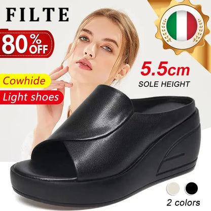 💥【30% ZNIŻKI】🔥[Obcas 5,5 cm] 【35-42】Sandały na koturnie z miękką podeszwą