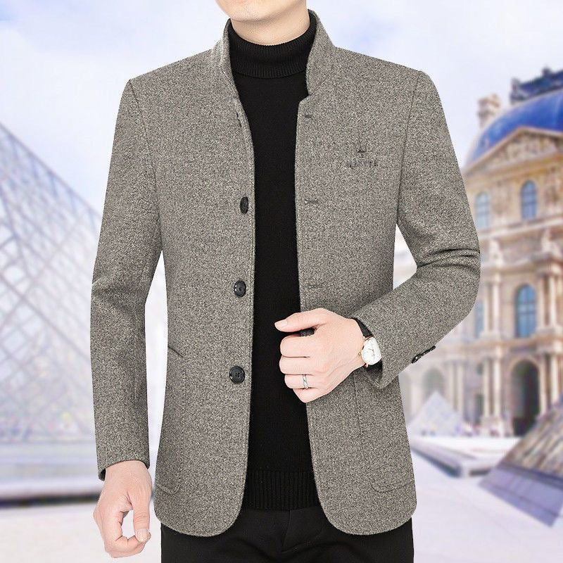 ⛄️🤗【M–4XL】🔥 Νέο μπουφάν με γιακά – χοντρό ανδρικό μάλλινο πουλόβερ με βελουτέ επένδυση – Φθινόπωρο/Χειμώνας