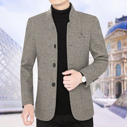⛄️🤗【M–4XL】🔥 Νέο μπουφάν με γιακά – χοντρό ανδρικό μάλλινο πουλόβερ με βελουτέ επένδυση – Φθινόπωρο/Χειμώνας