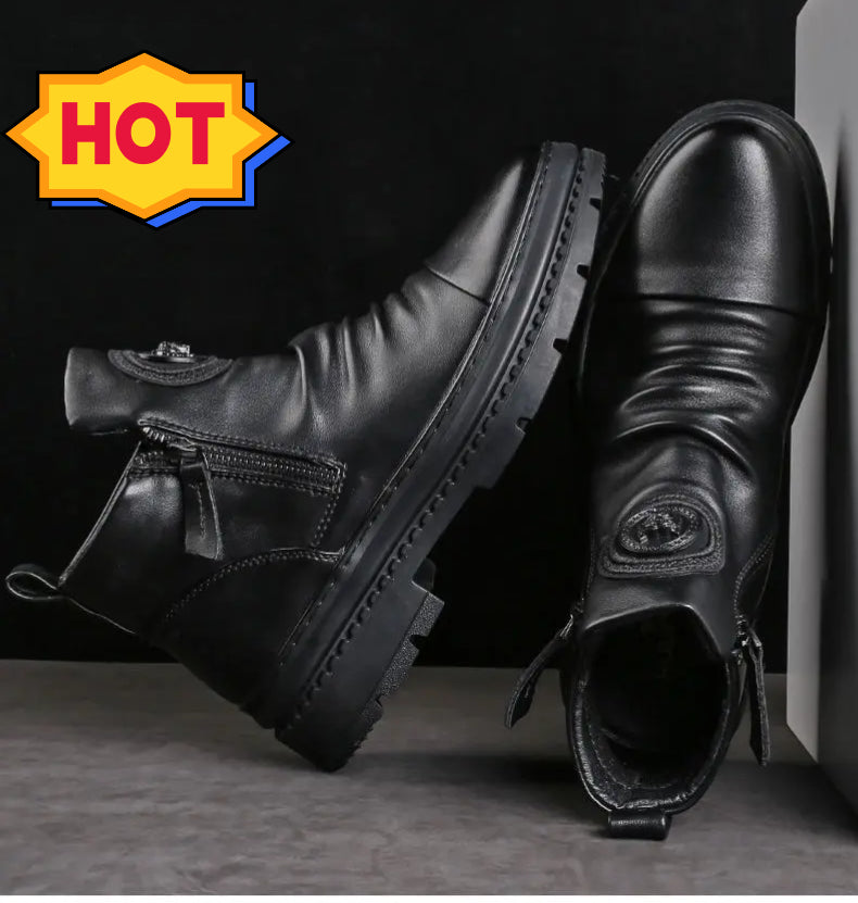 ⏳ nuevas botas de piel para hombre, piel de vacuno de alta calidad, hechas a mano.