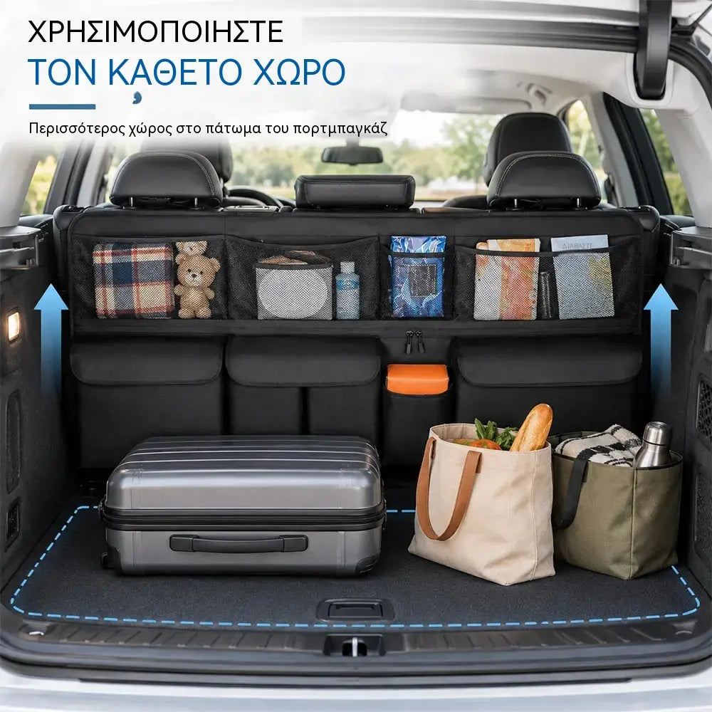 🚗 Κρεμαστή Θήκη Οργάνωσης για το Πορτ-μπαγκάζ – Ελευθερώστε Χώρο στο Πάτωμα και Διατηρήστε τα Πάντα Τακτοποιημένα! ✨📦