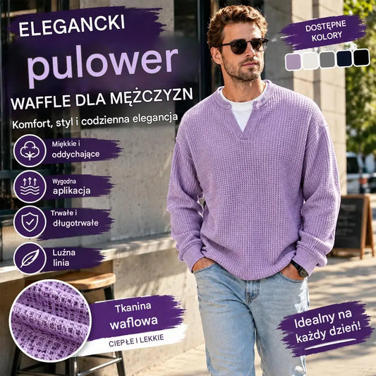 👚✨ Ponadczasowa wygoda | Męska koszulka z długim rękawem o fakturze wafla, z efektem warstwowości