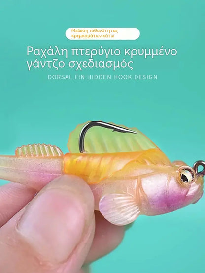 με κουτί, σετ 5 τεμαχίων μαλακών δολωμάτων σε σχήμα T-Tail