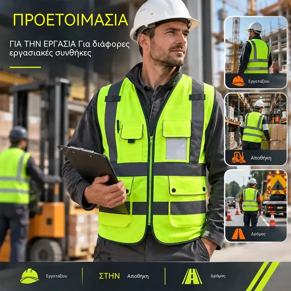 1 τεμάχιο 28 ευρώ 🦺 Ανακλαστικό Γιλέκο Ασφαλείας με Πολλαπλές Τσέπες – Μέγιστη Ορατότητα 360° και Πρακτικότητα για Κάθε Εργασιακό Περιβάλλον!