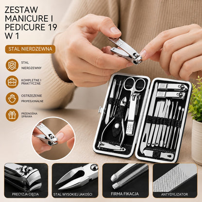 [Zestaw 19 elementów] Najlepiej sprzedający się zestaw obcinaczy do paznokci: profesjonalne narzędzia do manicure i pedicure z konstrukcją zapobiegającą rozchlapywaniu.