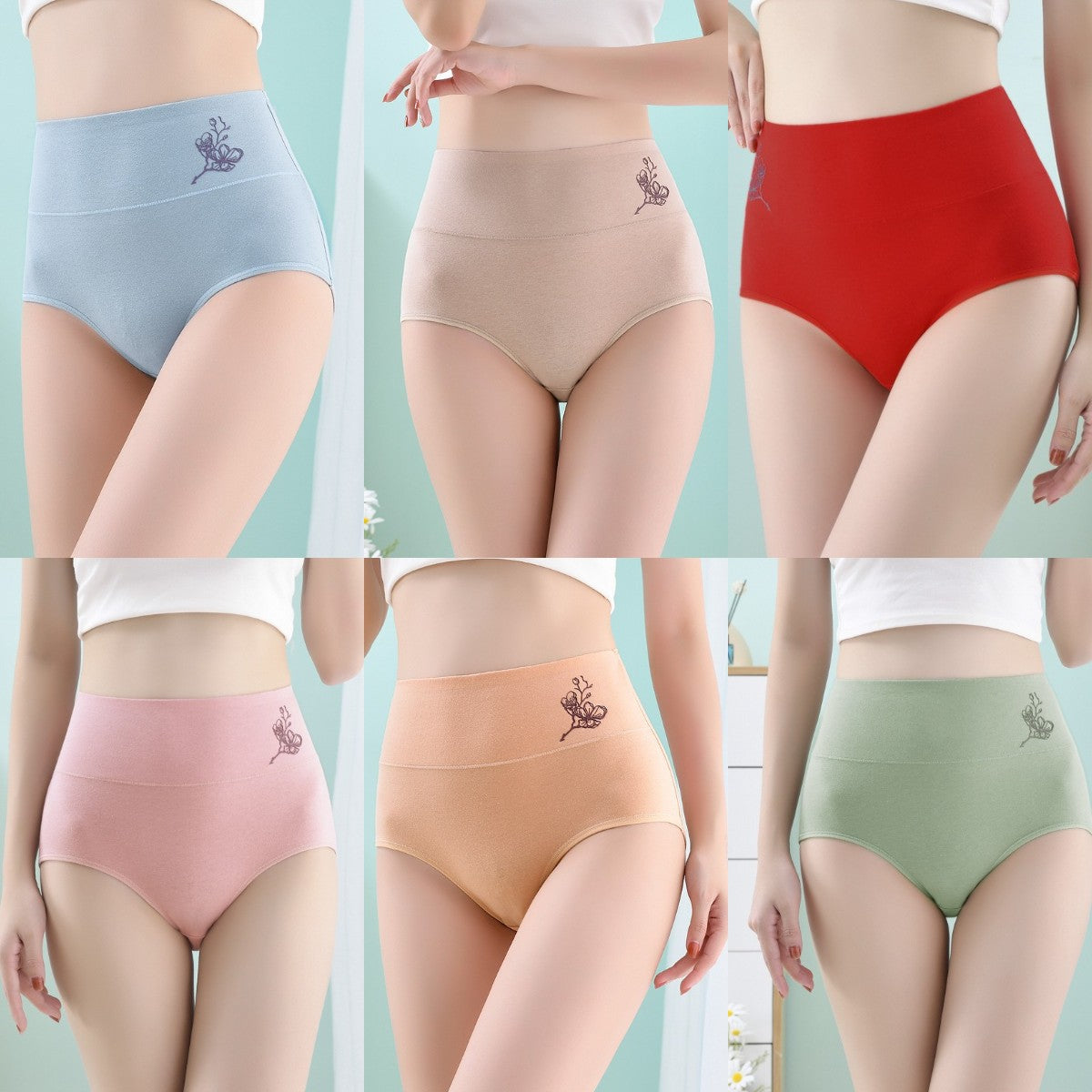 💖Último día 50% de descuento - 【6 gratis】Bragas de algodón puro de talla grande de cintura alta para levantar la cadera [40-100 KG]