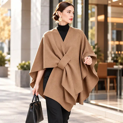 🧥 Πολυλειτουργικό υφαντό σάλι σε στιλ κάπας για το φθινόπωρο και τον χειμώνα! Κομψός σχεδιασμός σε στρώσεις, ευέλικτο στυλ, ζεστό και άνετο!