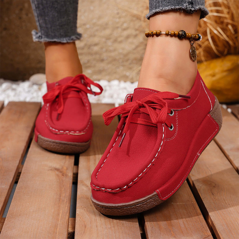 🔥🌟【50% zniżki】Damskie buty na grubej podeszwie z zaokrąglonym noskiem – Wygodne i nowoczesne buty z podparciem dla stóp, które amortyzują wstrząsy i pomagają w utrzymaniu prawidłowej postawy.