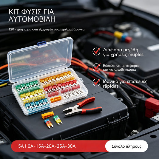 🔧⚡ Ποικιλία ασφαλειών αυτοκινήτου – Όλες οι αμπέρ σε μία θήκη! 🚗🧰