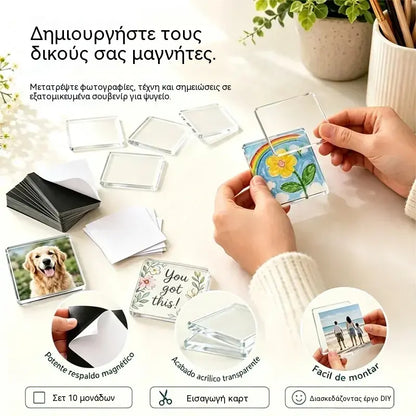 🧲✨ Σετ DIY με διαφανείς μαγνήτες ψυγείου | Δημιουργήστε τις δικές σας αναμνήσεις