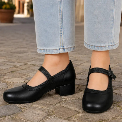 【35-40】👠Klasyczna sylwetka Mary Jane — ponadczasowy design retro w połączeniu z nowoczesnym, grubym obcasem, idealna zarówno do pracy, jak i na specjalne okazje.