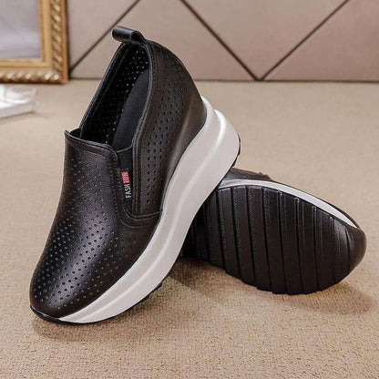 【34-39】🔥Nowe buty damskie, lekkie, na platformie, na wygodnym białym koturnie, przewiewne, modne