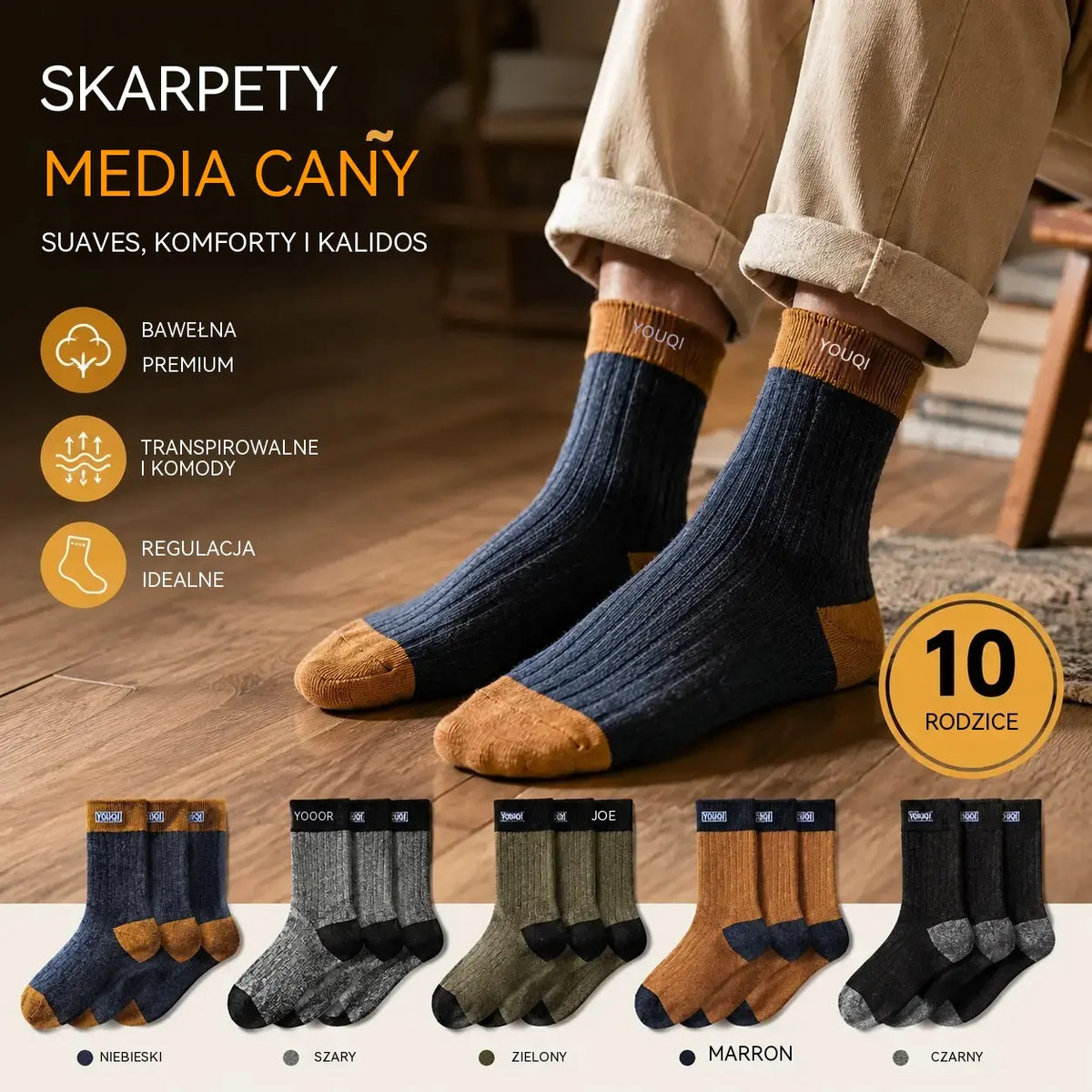 🔥🧦【Kup 5 par, a 5 otrzymasz gratis】✨🎉【Opakowanie 10 par】Nowe miękkie i wygodne skarpetki męskie z czystej bawełny, pochłaniające pot i odporne na zapachy-4178441