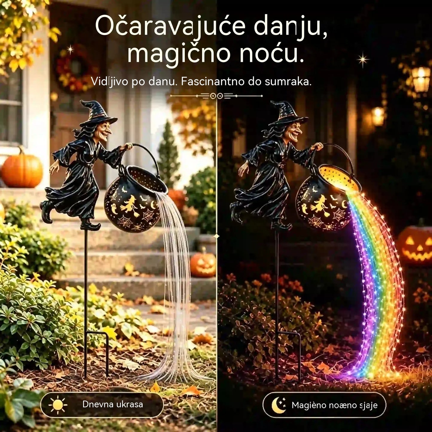 🧙‍♀️🎃LED vrtna svjetiljka u obliku vještičkog kotla – zadivljujući vanjski ukrasi 🔮✨