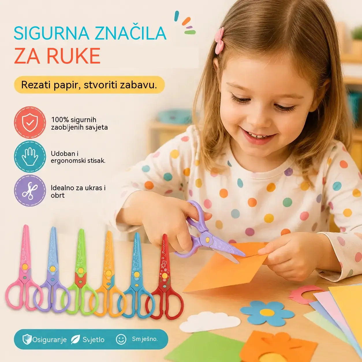 🥰【6 komada - 6 različitih oblika】Samo 22 eura✂️🌈Sigurnosne škare za djecu (za DIY konstrukcije)