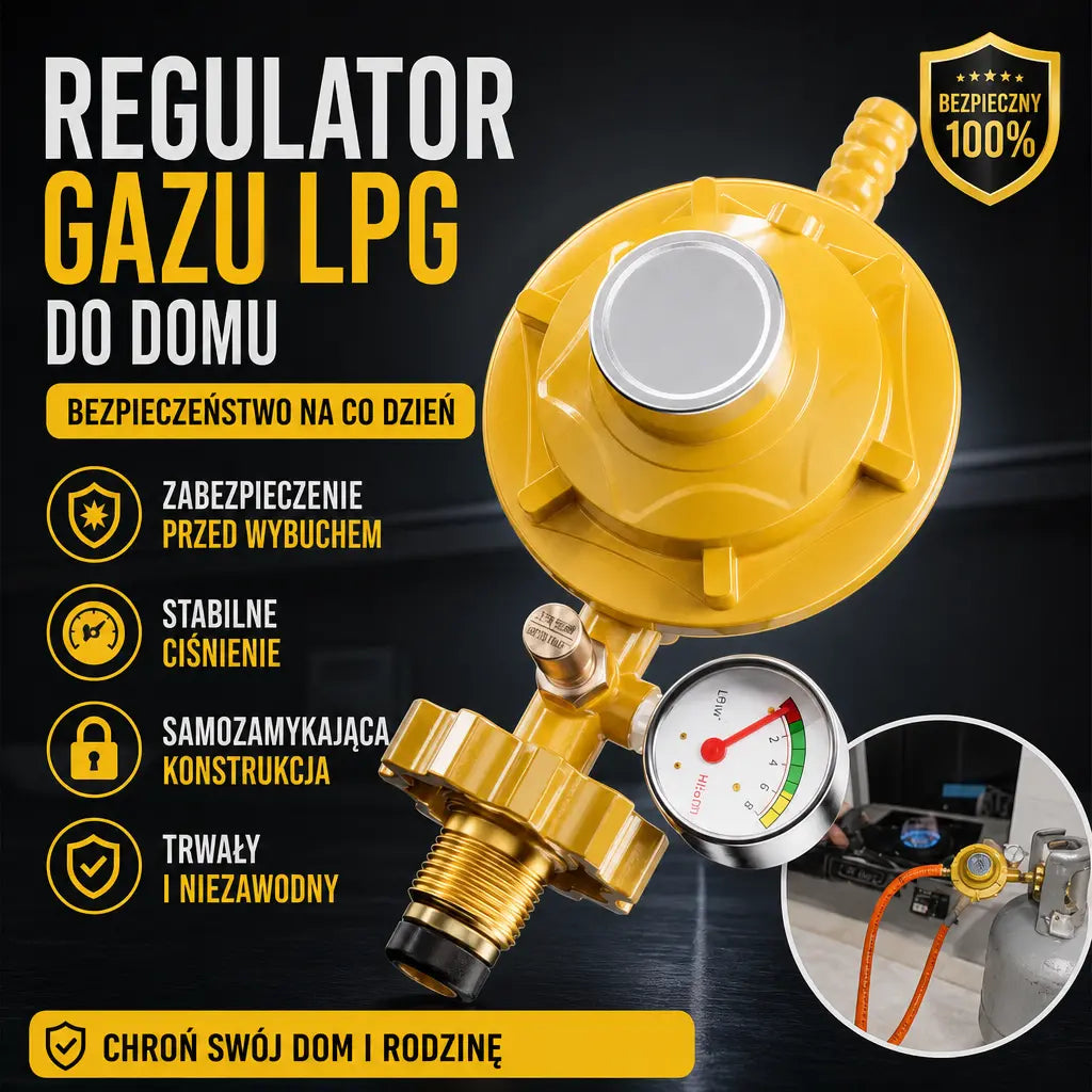 🏡🔥 Zawór redukcyjny ciśnienia gazu do użytku domowego, samoblokujący zawór redukcyjny ciśnienia gazu skroplonego, bezpieczny i przeciwwybuchowy💥