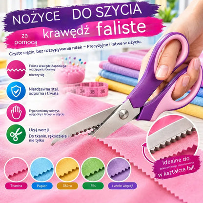 ✂️ Uniwersalne nożyce krawieckie tnące w ząbki – do tkanin, papieru i rękodzieła 🧵