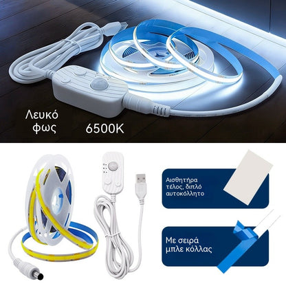 1 σετ 28 ευρώ【2M】Λωρίδα φωτισμού LED με έξυπνο αισθητήρα και αυτόματο σύστημα φωτισμού, με αυτοκόλλητο USB, ιδανική για κουζίνες, υπνοδωμάτια και σκάλες.