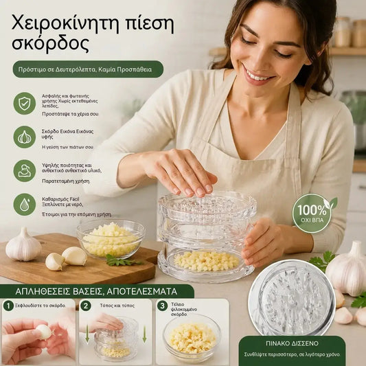 🧄🔄【3 τεμάχια για 25ευρώ】Χειροκίνητη πρέσα σκόρδου. Επωφεληθείτε από έκπτωση 49%!