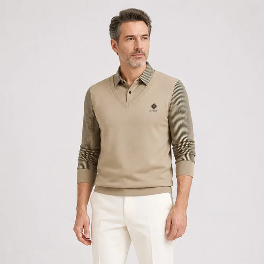 👔🔥【M-4XL】Νέα ανδρική χειμερινή μπλούζα πόλο για άνδρες μέσης ηλικίας – σε μεγάλα μεγέθη, με γιακά και επένδυση fleece.