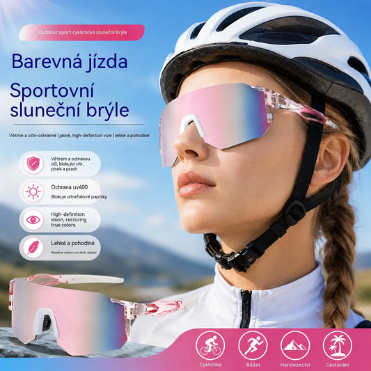 Sportovní brýle s velkými obroučkami a UV ochranou.