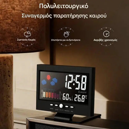 🔥Ψηφιακό επιτραπέζιο ξυπνητήρι LED με οθόνη θερμοκρασίας και υγρασίας και πρόγνωση καιρού