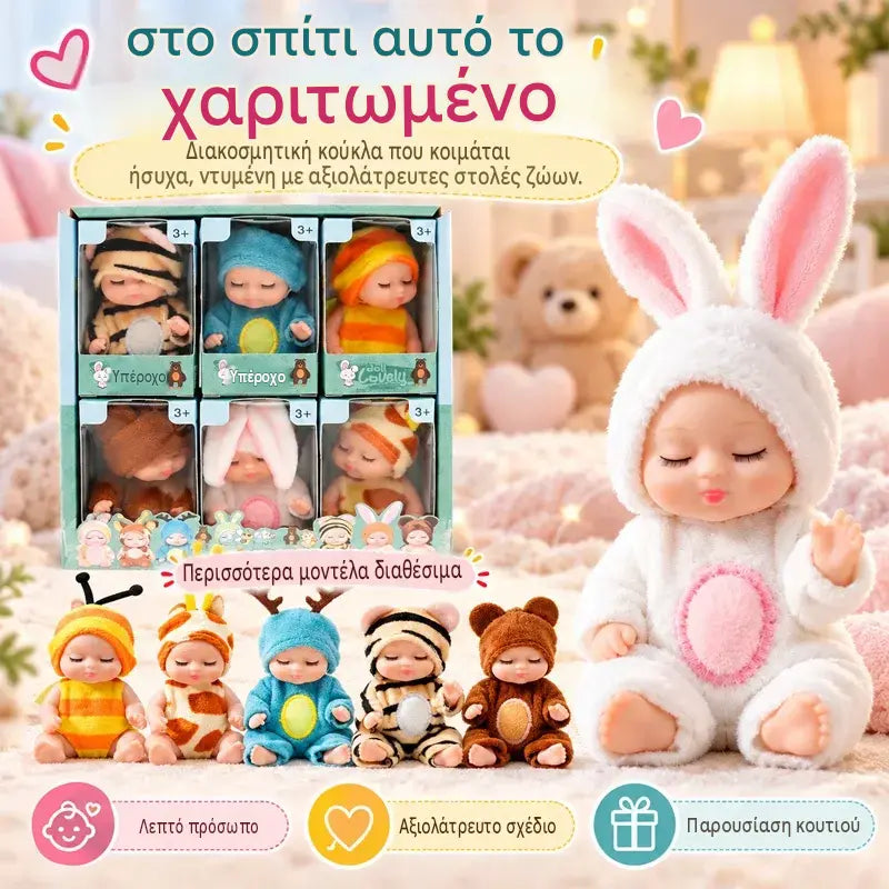 👶 Σετ Δώρου με Κούκλες-Μωρά Reborn – Τυλιγμένες σε Στολές Ζώων! Αξιολάτρευτα Πρόσωπα Μωρών που Κοιμούνται · Σετ 6 Κουκλών σε Κουτί Δώρου · Το Τέλειο Δώρο για Παιδιά!