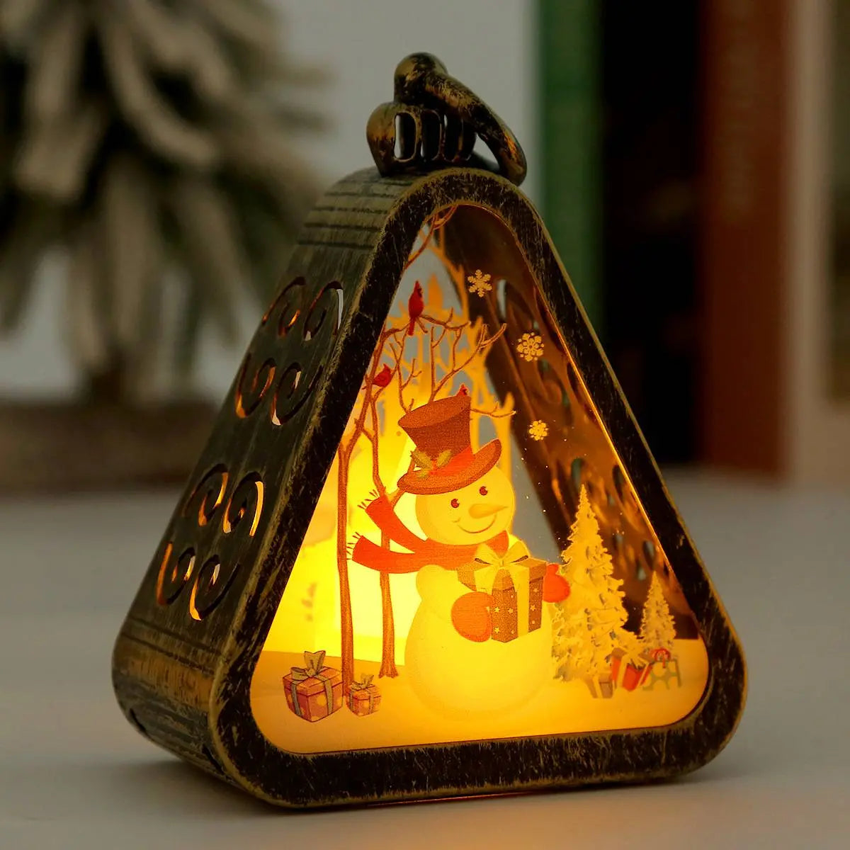 🌲🎅【Zestaw 4 sztuk】🎁✨Świąteczne lampki nocne w stylu retro | Świecąca dekoracja – bałwanek | Ozdoba na parapet lub stół