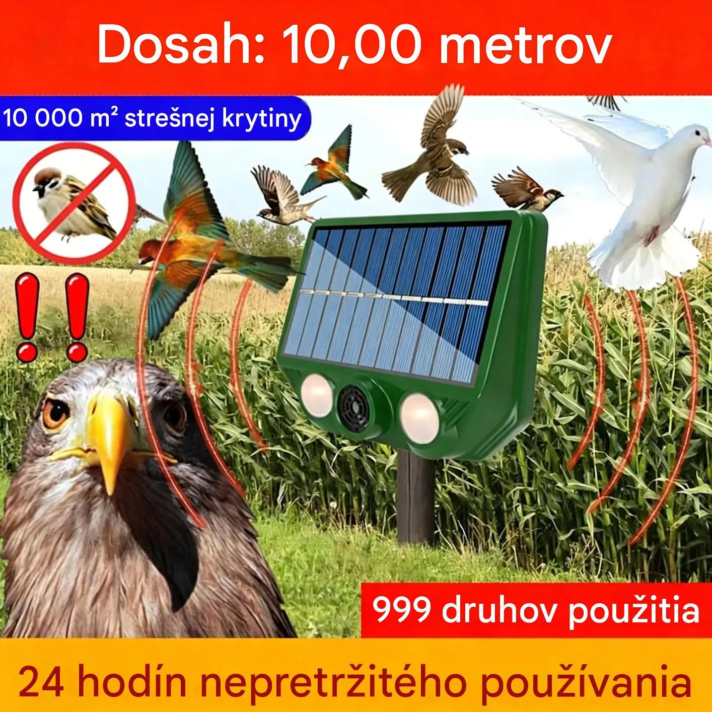 🔥【Špeciálna ponuka】🔥Vonkajší ultrazvukový solárny odpudzovač zvierat: Dokáže odpudzovať vtáky a zvieratá.