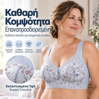 🔥Αγοράστε 2 και πάρτε 1 δωρεάν🔥 Γυναικείο Σουτιέν με Δαντέλα χωρίς Ραφή (Στυλ Δαντέλας με Στάμπα, Σετ των 3)【40kg-100kg】
