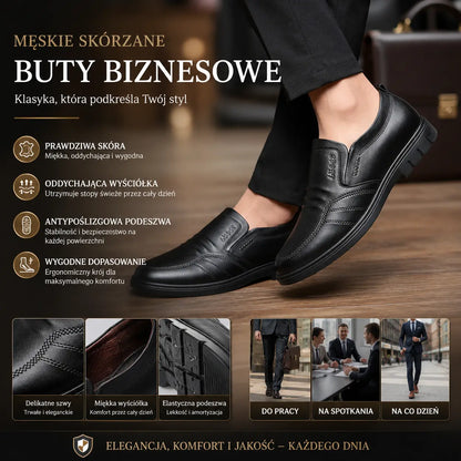 🔥【39-44】--1 para 119  zł.👞Męskie buty biznesowe, wykonane z oryginalnej skóry, z wygodną miękką podeszwą, odpowiednie na wiele okazji.