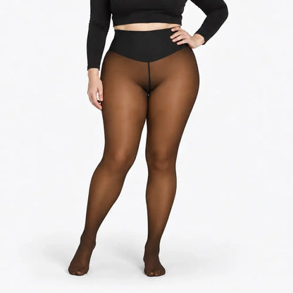 ✨【XS-3XL / 4 kolory】 Legginsy z wełnianą podszewką i efektem przezroczystości; model z pojedynczym szwem z przodu i z tyłu, półprzezroczyste legginsy stanowiące warstwę bazową.