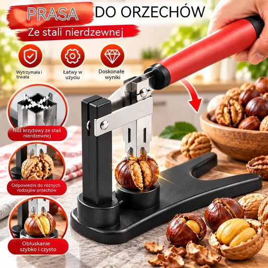 🥜💪Dziadek do orzechów z uchwytem – wykonany ze stali nierdzewnej, gotowy do użycia