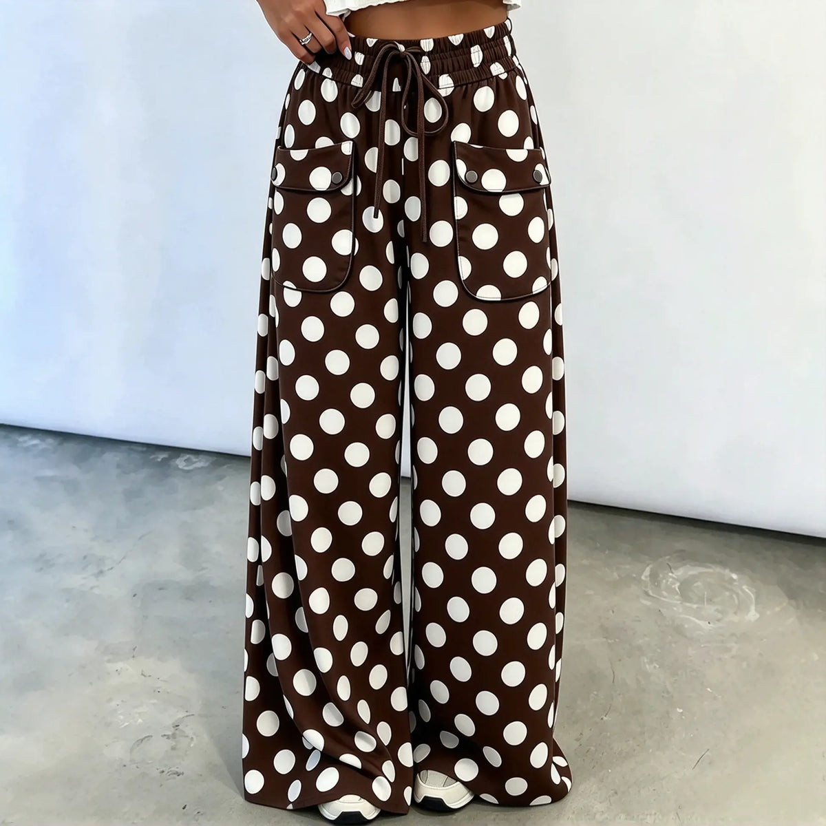 👖🌸【S-3XL】Γυναικείο παντελόνι σε φαρδιά γραμμή με πουά μοτίβο🎨