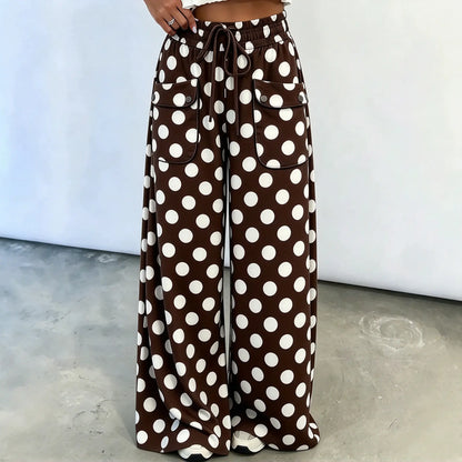 👖🌸【S-3XL】Γυναικείο παντελόνι σε φαρδιά γραμμή με πουά μοτίβο🎨