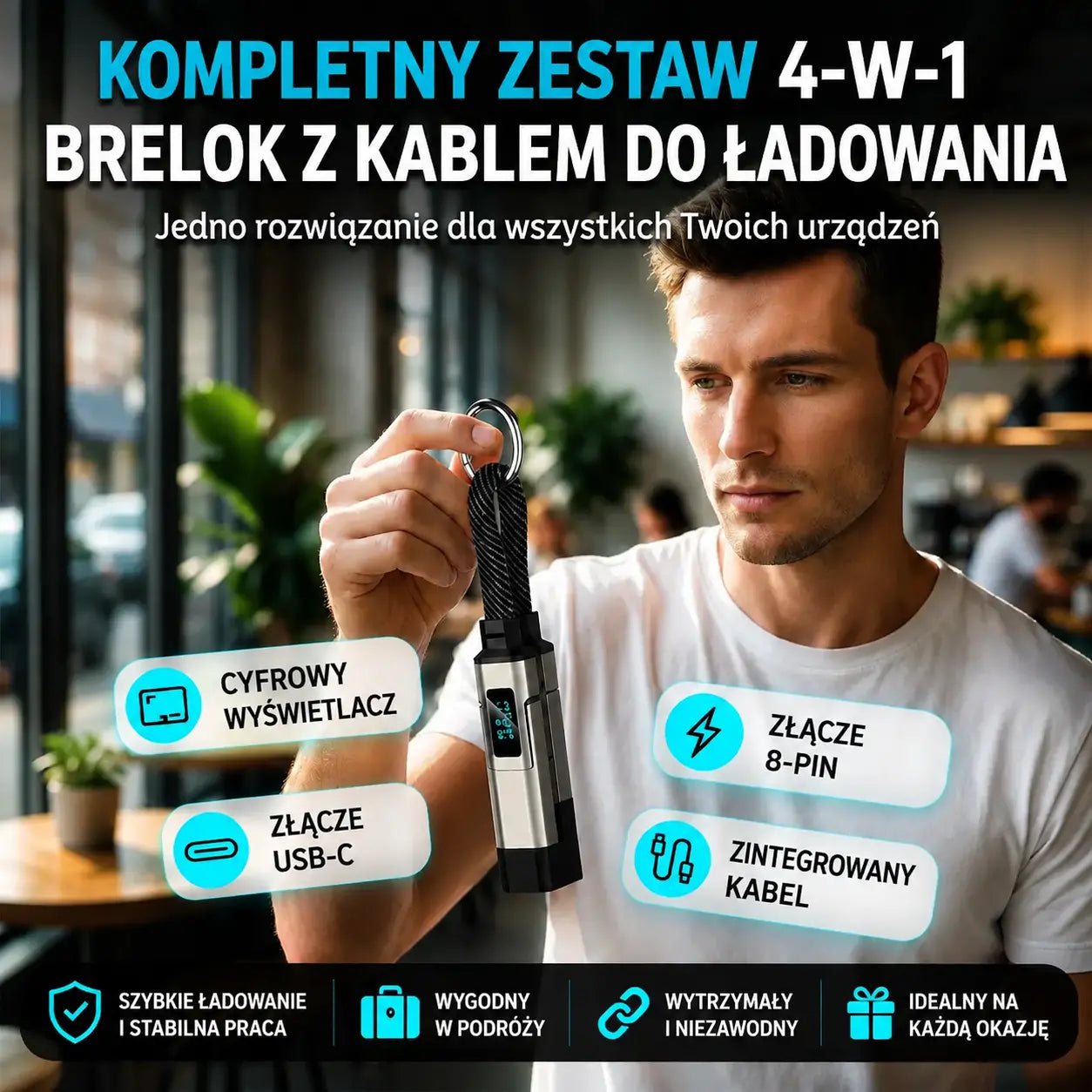 【Kup 1, a drugi dostaniesz gratis】🔌 Kabel ładujący 4 w 1 z wyświetlaczem cyfrowym i brelokiem – szybkie ładowanie, odporny na pęknięcia i kompaktowy