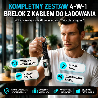 【Kup 1, a drugi dostaniesz gratis】🔌 Kabel ładujący 4 w 1 z wyświetlaczem cyfrowym i brelokiem – szybkie ładowanie, odporny na pęknięcia i kompaktowy