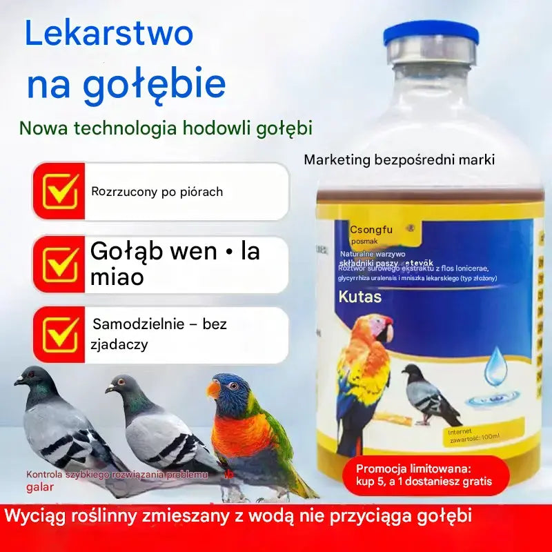 🕊️Roztwór doustny dla gołębi ✅ Smażona sierść ✅ Wymioty ✅ Brak energii ✅ Drżenie głowy i szyi
