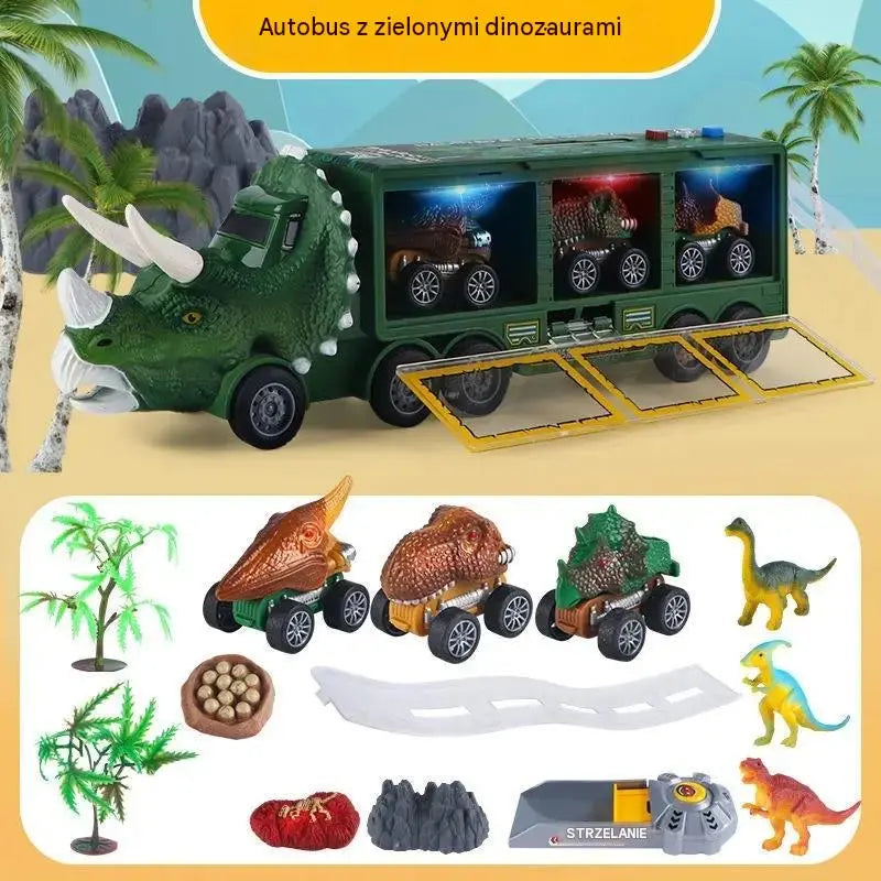 🦖🚛 Interaktywna ciężarówka do transportu dinozaurów: ze światłami, dźwiękami i ruchomymi figurkami – wybierz się na pełną wrażeń prehistoryczną przygodę! ✨🎮