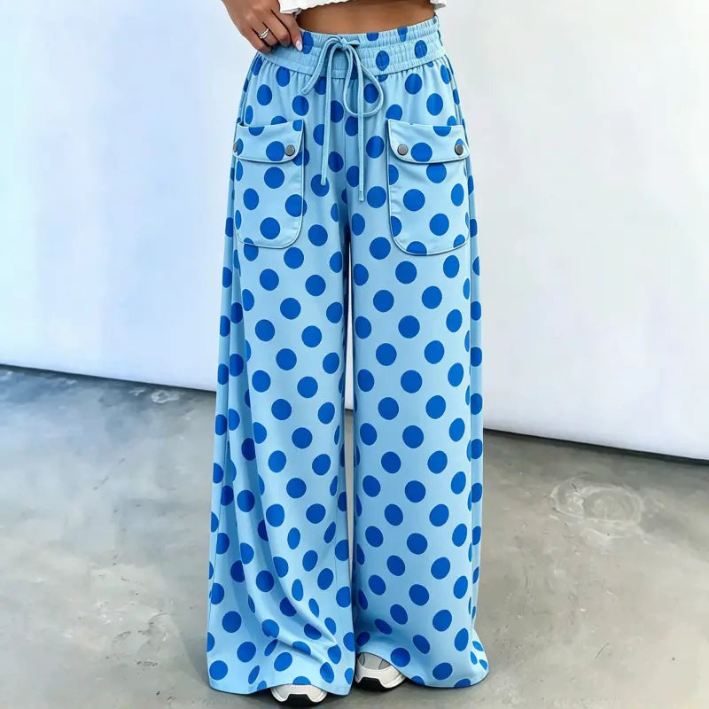 👖🌸【S-3XL】Γυναικείο παντελόνι σε φαρδιά γραμμή με πουά μοτίβο🎨