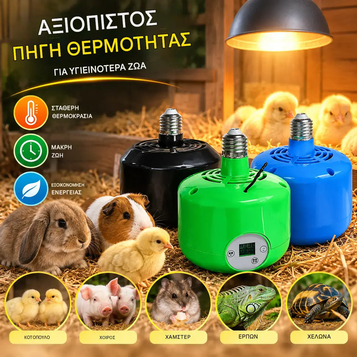 🌈 Έξυπνη λάμπα θέρμανσης σταθερής θερμοκρασίας για την εκτροφή ζώων