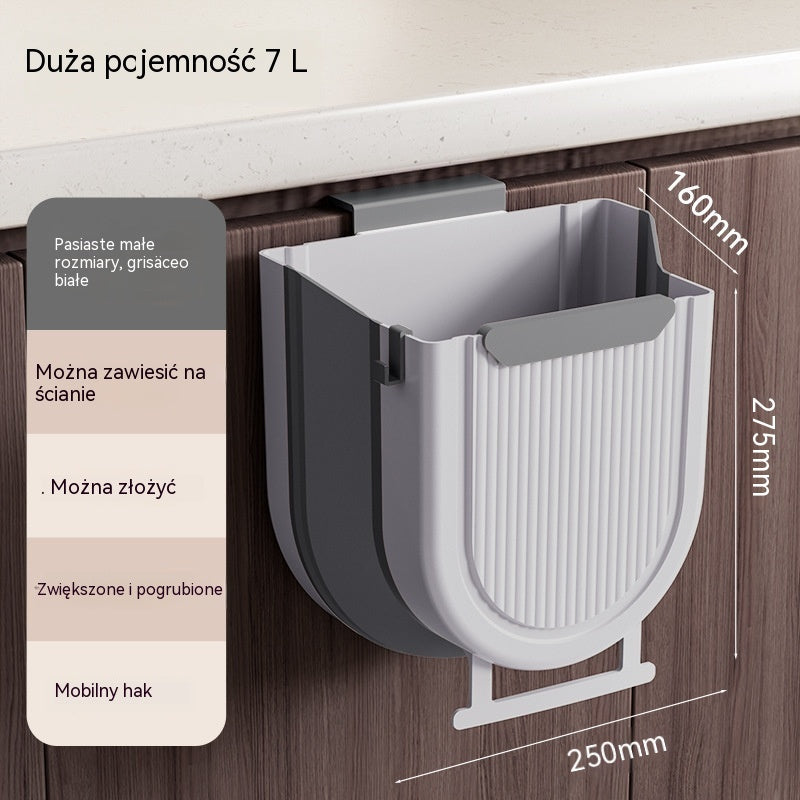 🗑️🚪Wiszący składany kosz na śmieci do kuchni, wiszący kosz na śmieci do drzwi szafek domowych