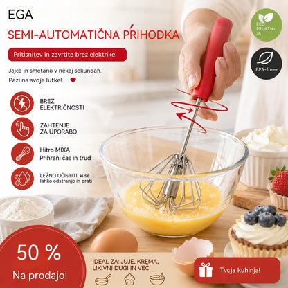 🥳Kupite 1, dobite 1 gratis💪 50 % popusta! Polavtomatska ročna metlica za jajca: pritisnite in zavrtite – elektrika ni potrebna. Stepe jajca in smetano v nekaj sekundah. Prijazno do vaših zapestij! ✨🧁